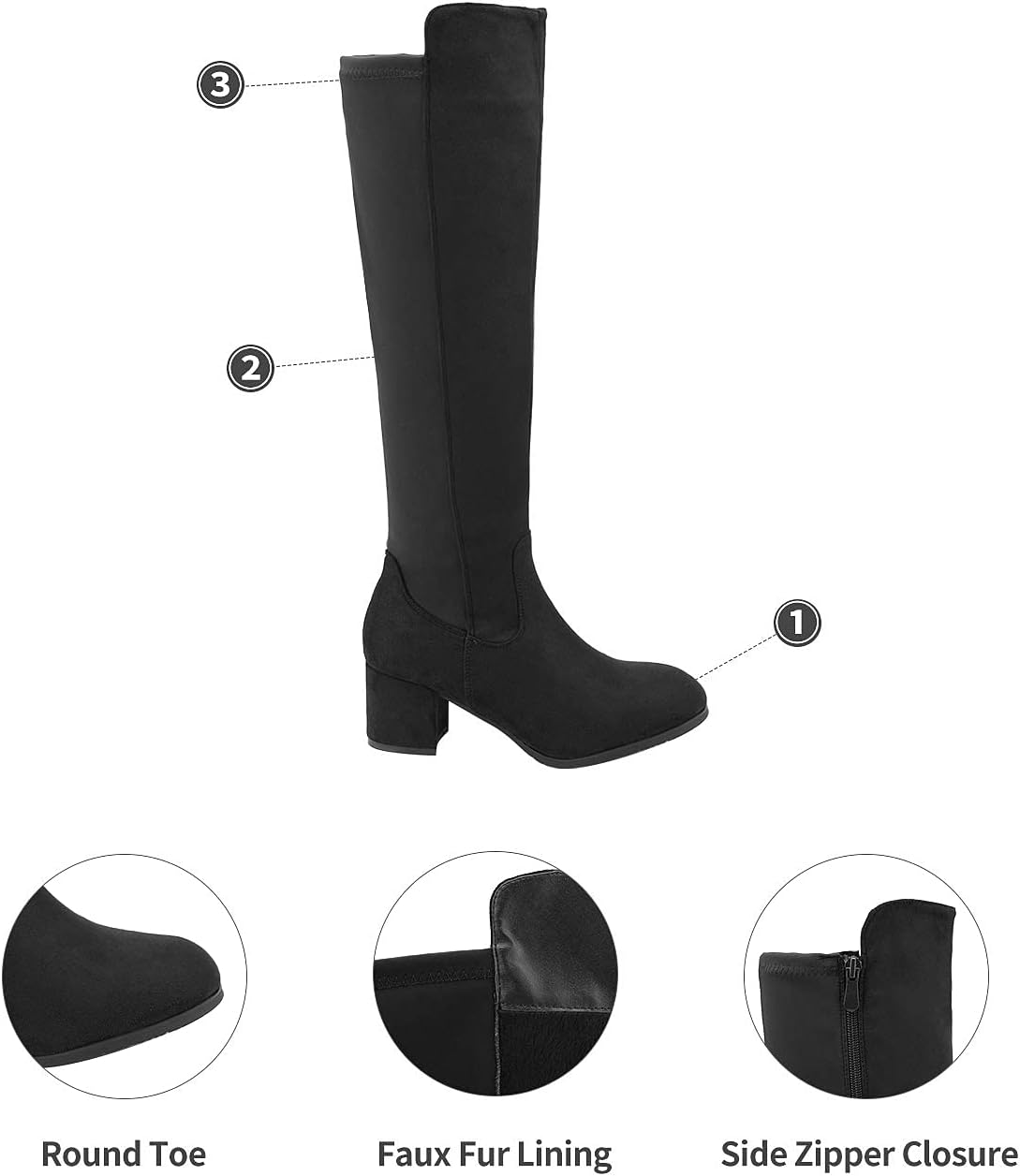 DREAM PAIRS Women's Knee High Stretchy Fashion Boots