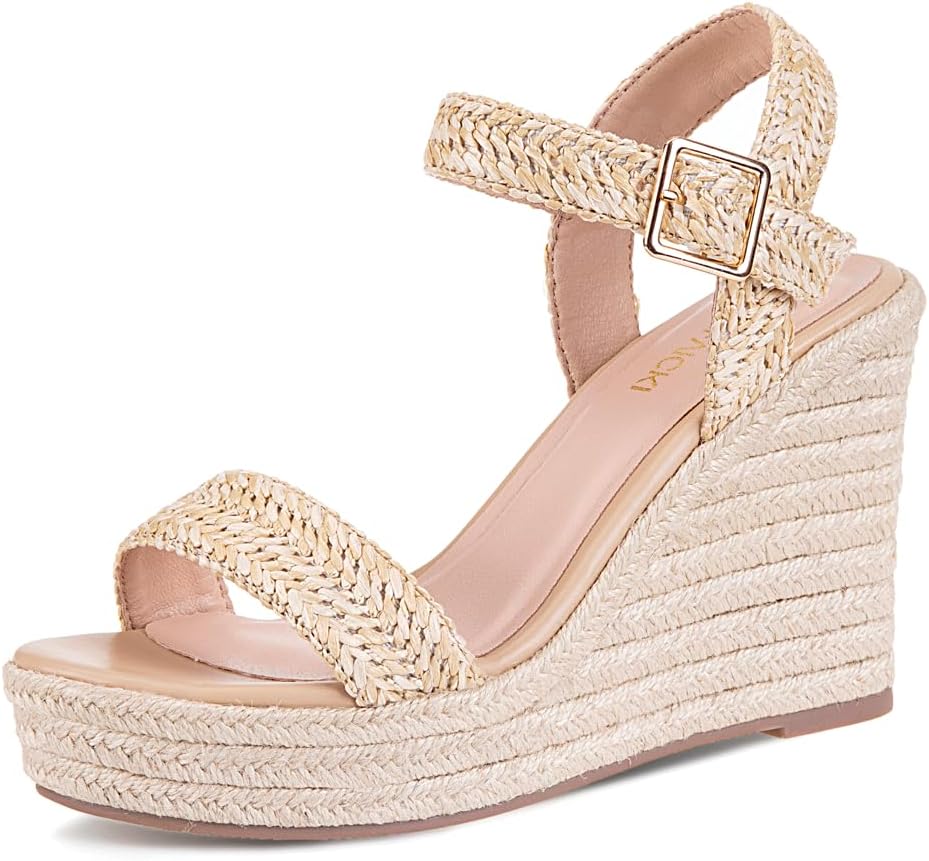 VICKI·VICKI Women's Platform Sandals Wedge Ankle Strap Open Toe Sandals