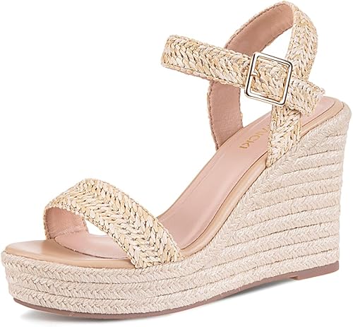 VICKI·VICKI Women's Platform Sandals Wedge Ankle Strap Open Toe Sandals