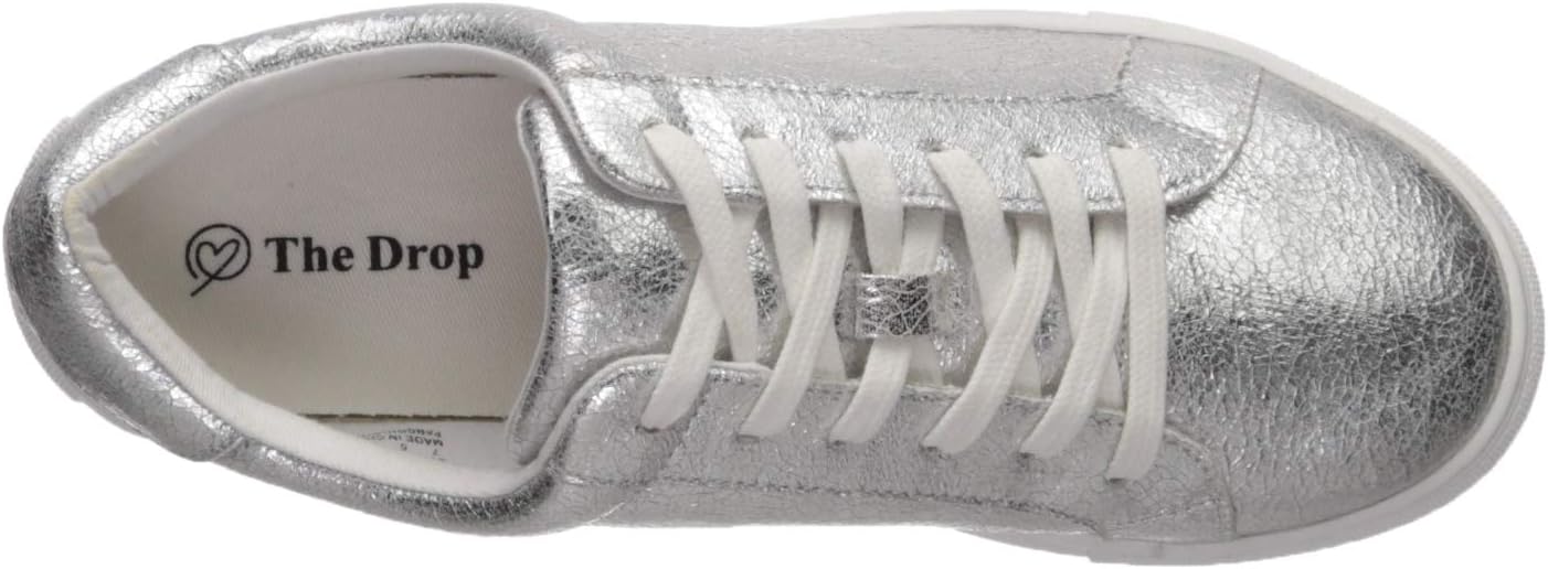 The Drop Women's Nina Lace-up Fashion Sneaker, Silver Metallic, 9 M US