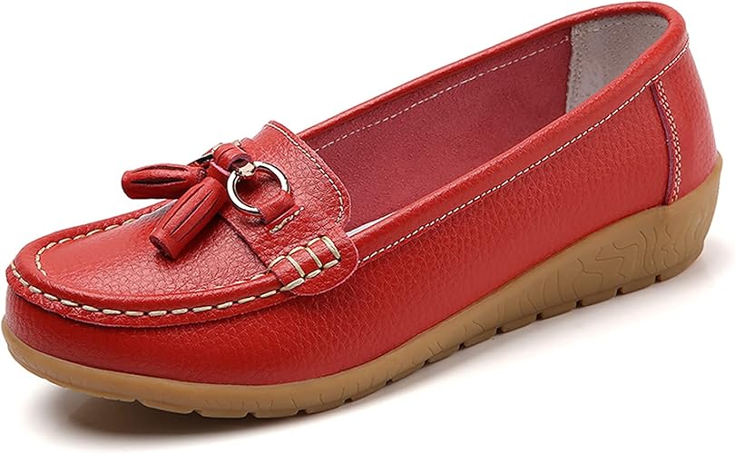 Shoes Loafers for Women Classic Leather Loafers Casual Slip-On Boat Shoes ComfortWalking Moccasins Soft Sole Shoes