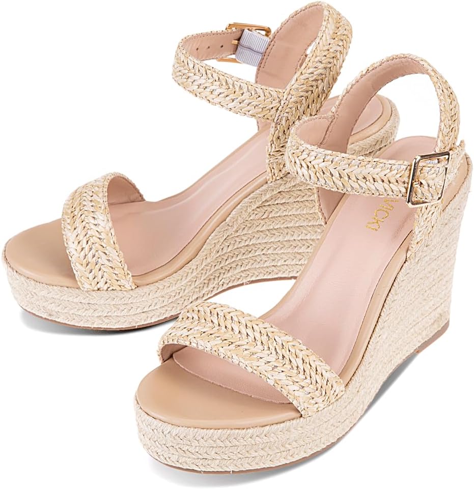 VICKI·VICKI Women's Platform Sandals Wedge Ankle Strap Open Toe Sandals