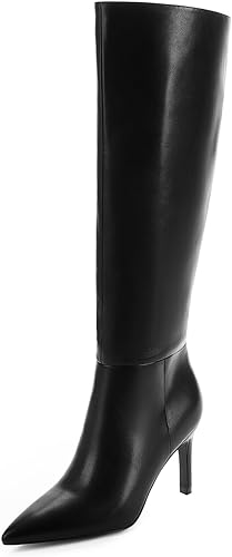 Knee High Boots Women Pointed Toe Tall Boots 3 In Stiletto High Heel Long Boots Side Zipper Dress Knee High Boots