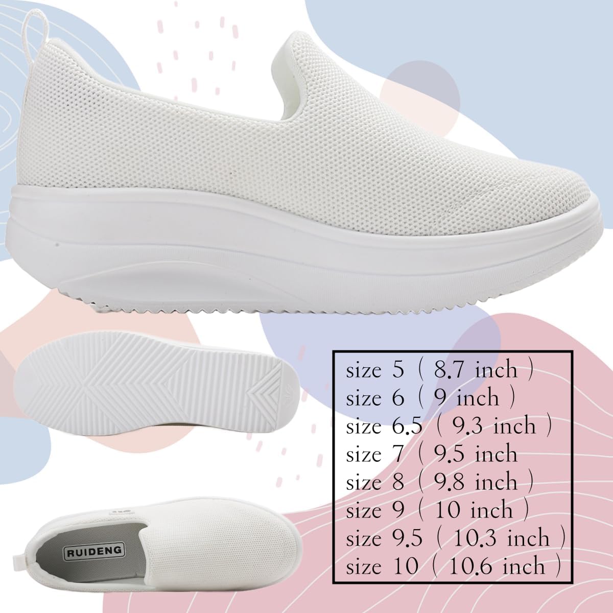 Walking Shoes for Women Slip On Nurse Shoes Slip Resistant Work Sock Sneakers Food Service Sneakers Platform Sneakers Comfortable Weight Light Shoes