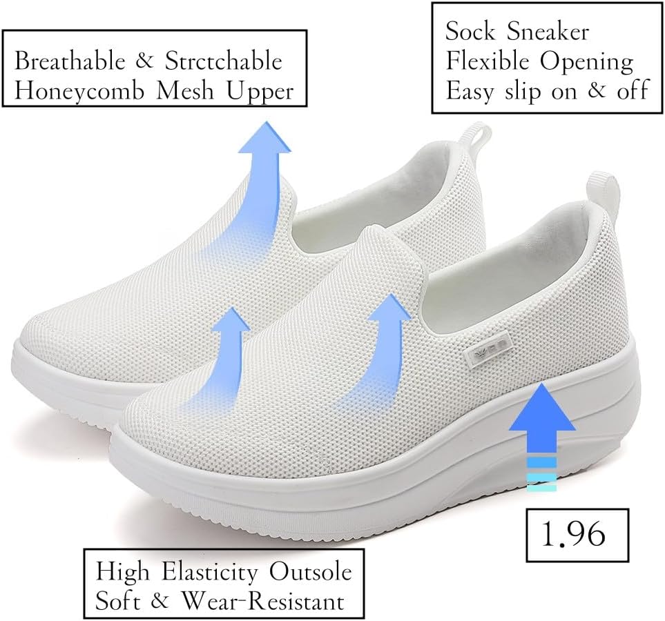 Walking Shoes for Women Slip On Nurse Shoes Slip Resistant Work Sock Sneakers Food Service Sneakers Platform Sneakers Comfortable Weight Light Shoes