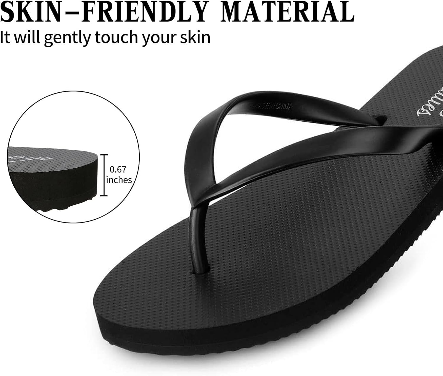 shevalues Slim Flip Flops for Women Beach Rubber Shower Shoes Basic Thong Sandals