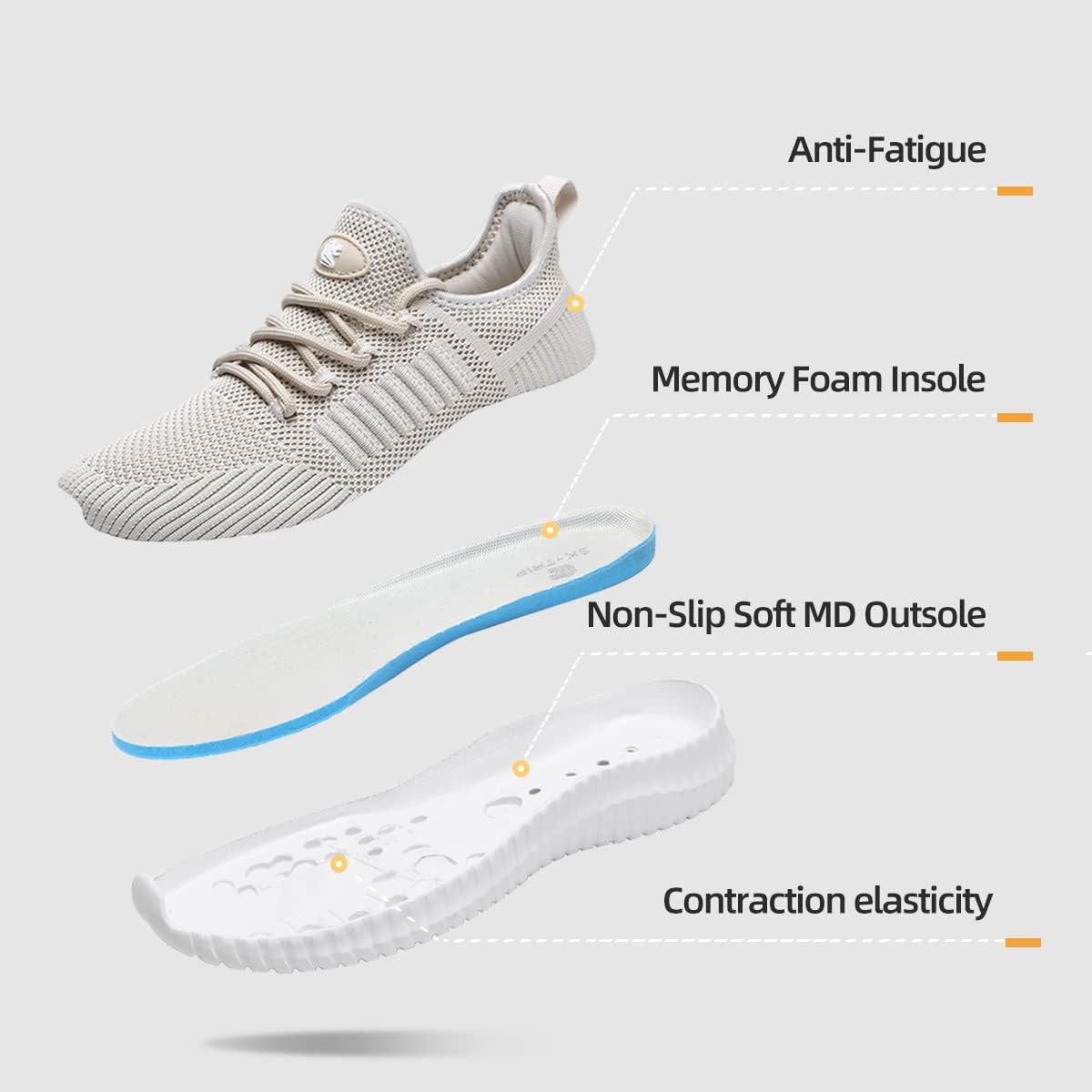 SK·TRIP Women's Walking Shoes Lightweight Breathable Flying Woven Mesh Upper Casual Jogging Shoes Ladies Tennis Shoes Workout Footwear Non-Slip Gym Sneakers for Women