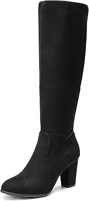 DREAM PAIRS Women's Chunky Heel Knee High and Up Boots