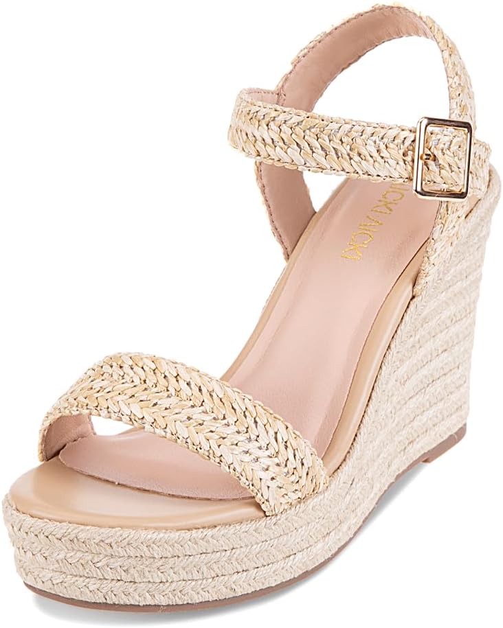 VICKI·VICKI Women's Platform Sandals Wedge Ankle Strap Open Toe Sandals