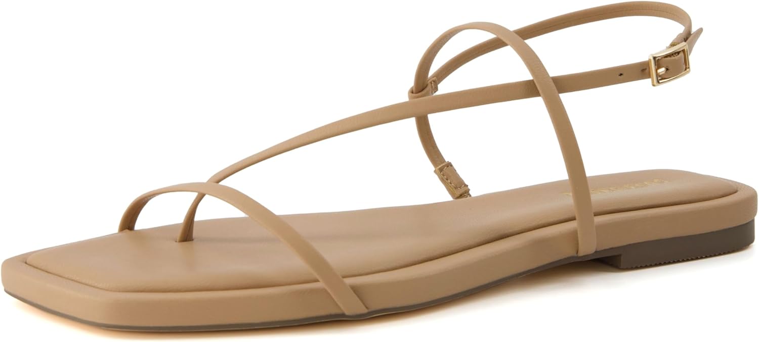 CUSHIONAIRE Women's Glory strappy flat sandal +Memory Foam and Wide Widths Available