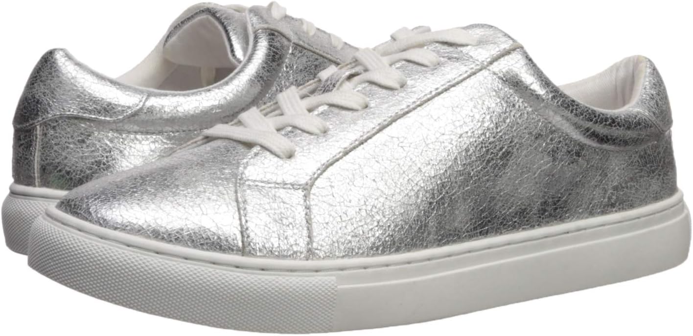 The Drop Women's Nina Lace-up Fashion Sneaker, Silver Metallic, 9 M US