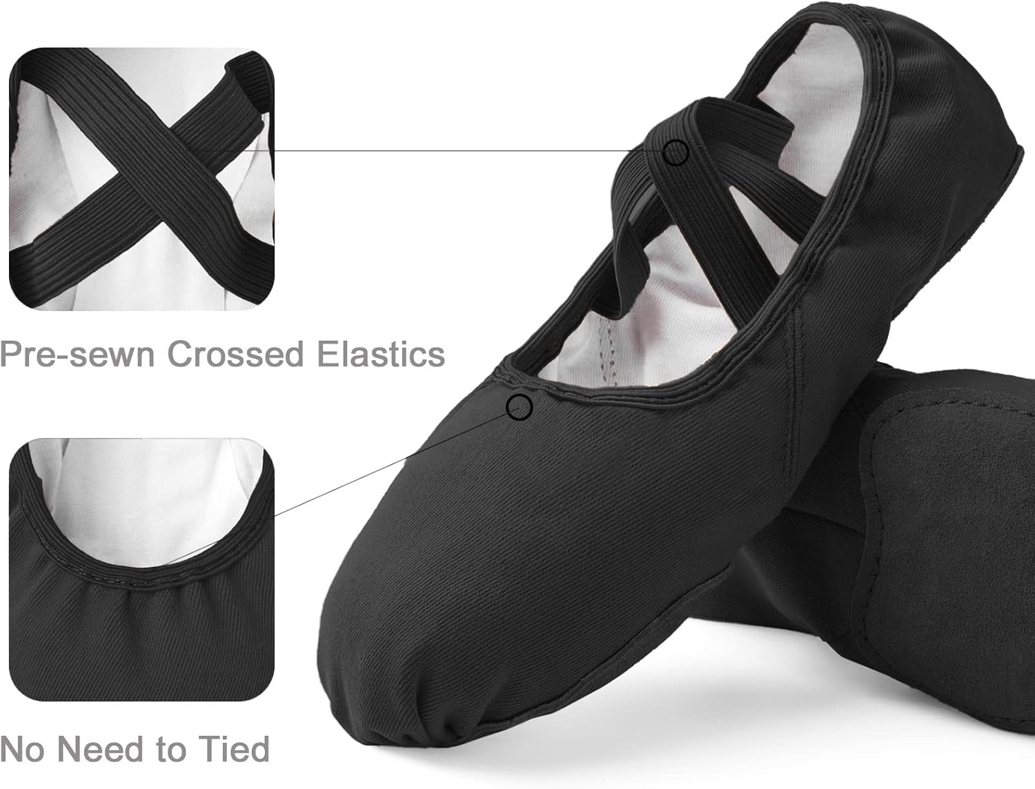 Stelle Women Ballet Shoes Highly Stretch Canvas Adult Ballet Slippers Split Sole Yoga Dance Shoe for Girls Boys