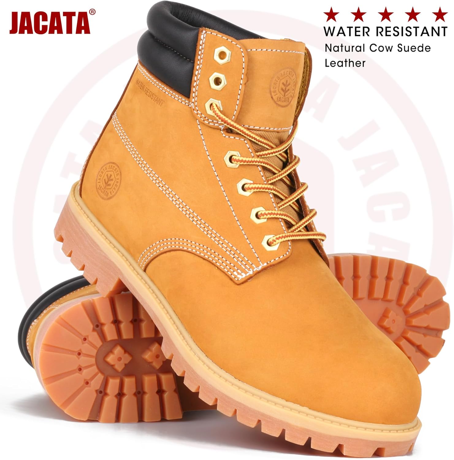 Men's Water Resistant Leather Work Boot Rubber Sole Construction Oil Resistant Utility Industrial Boots