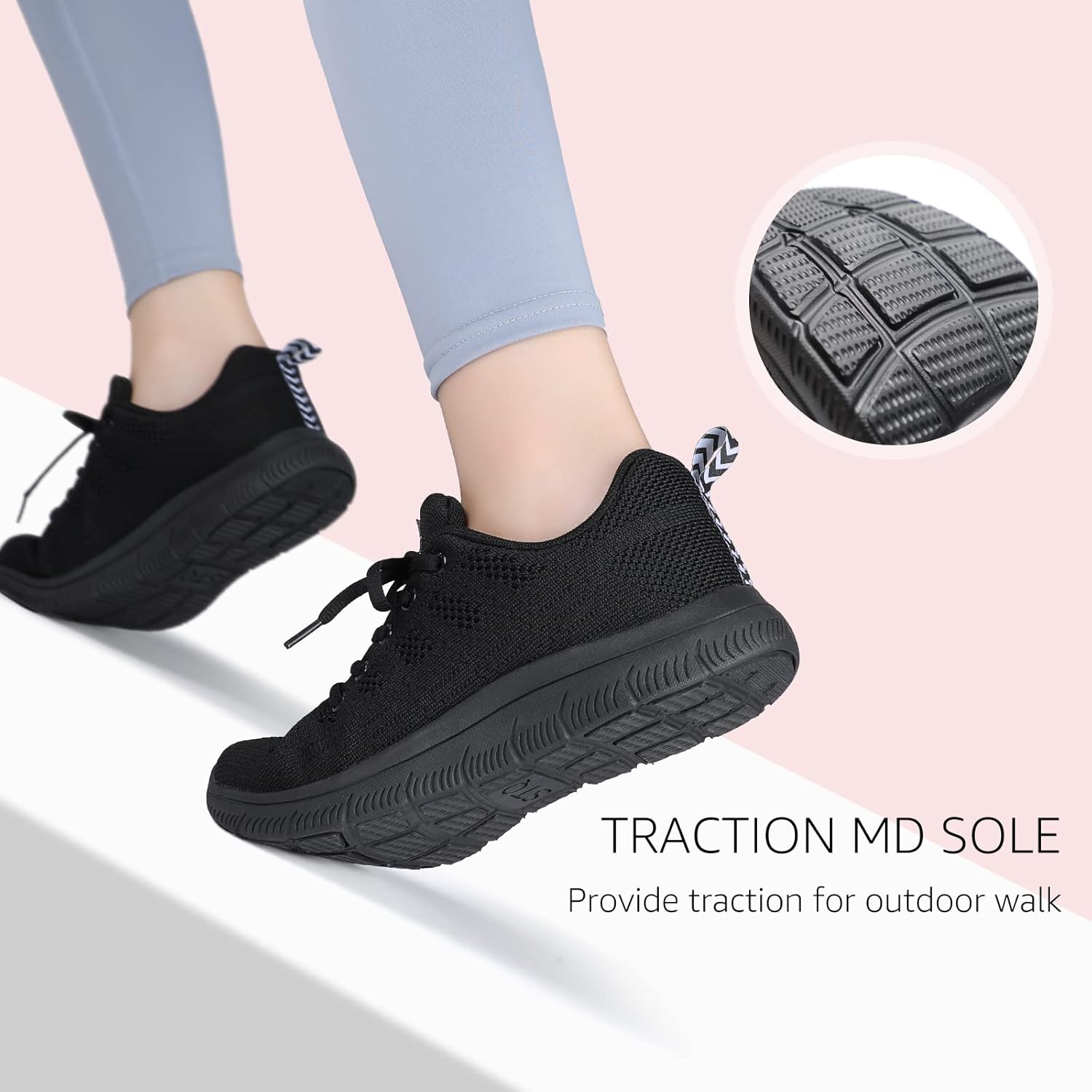 STQ Walking Shoes for Women Casual Lace Up Tennis Shoes