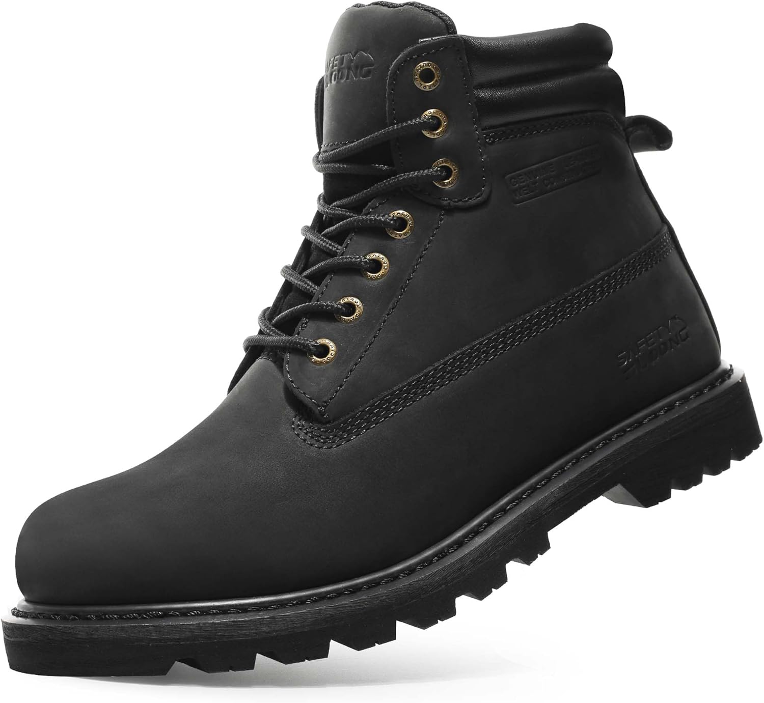 Work Boots for Men Soft Toe Non Slip Rubber Sole Comfortable Leather Goodyear Welt Waterproof Construction Boots 6 inch