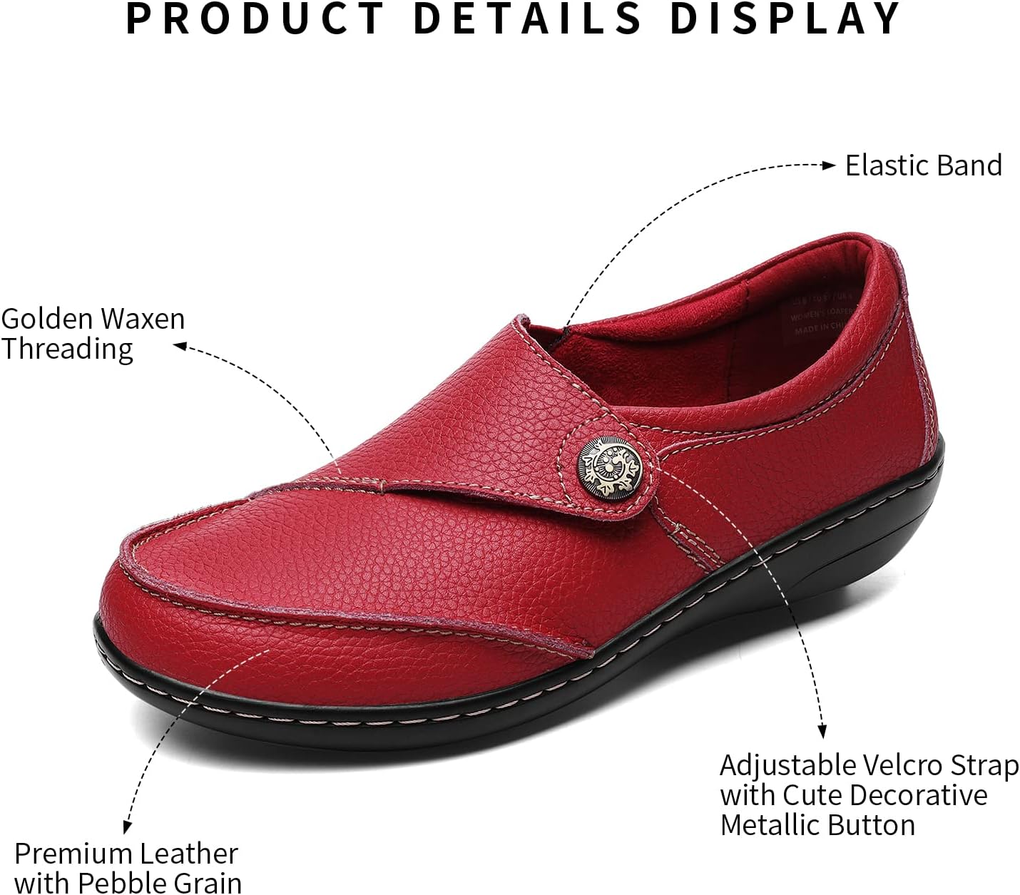 Geoeleph Women's Loafers Casual Slip On Comfort Walking Flats Leather Driving Moccasins