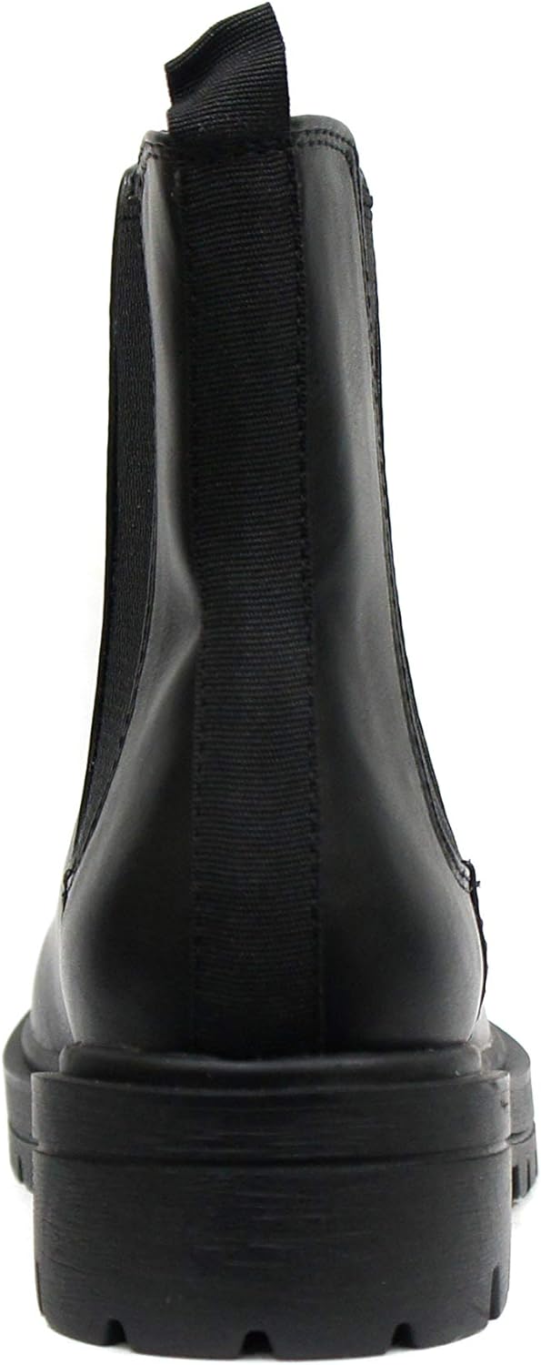 Soda Pilot ~ Women Lug Sole Low Heel Chelsea Fashion Ankle Bootie w/Double Elastic Gore