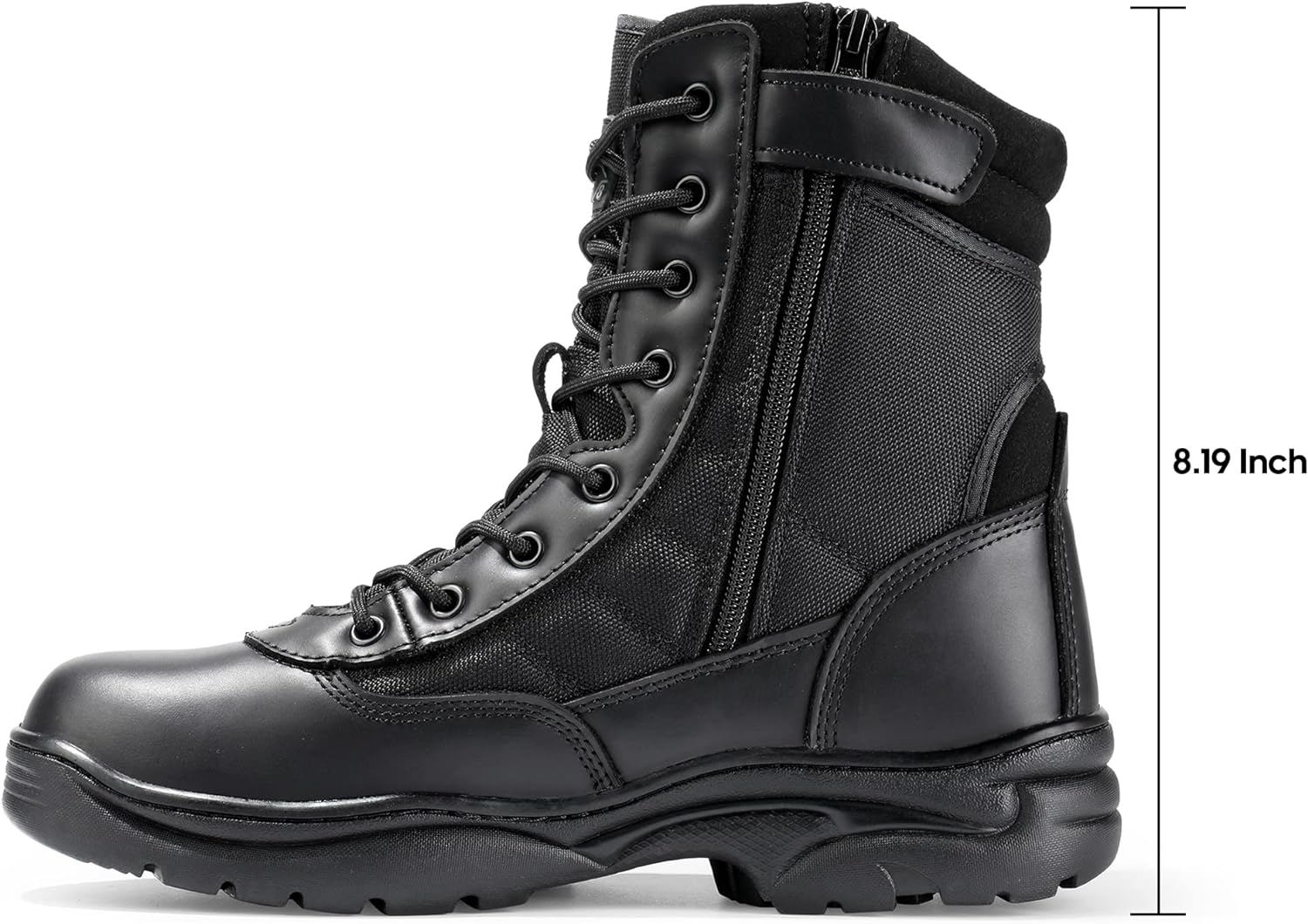 NORTIV 8 Men's Military Tactical Work Boots Side Zipper Leather Motorcycle Combat Boots (6-8 Inches)