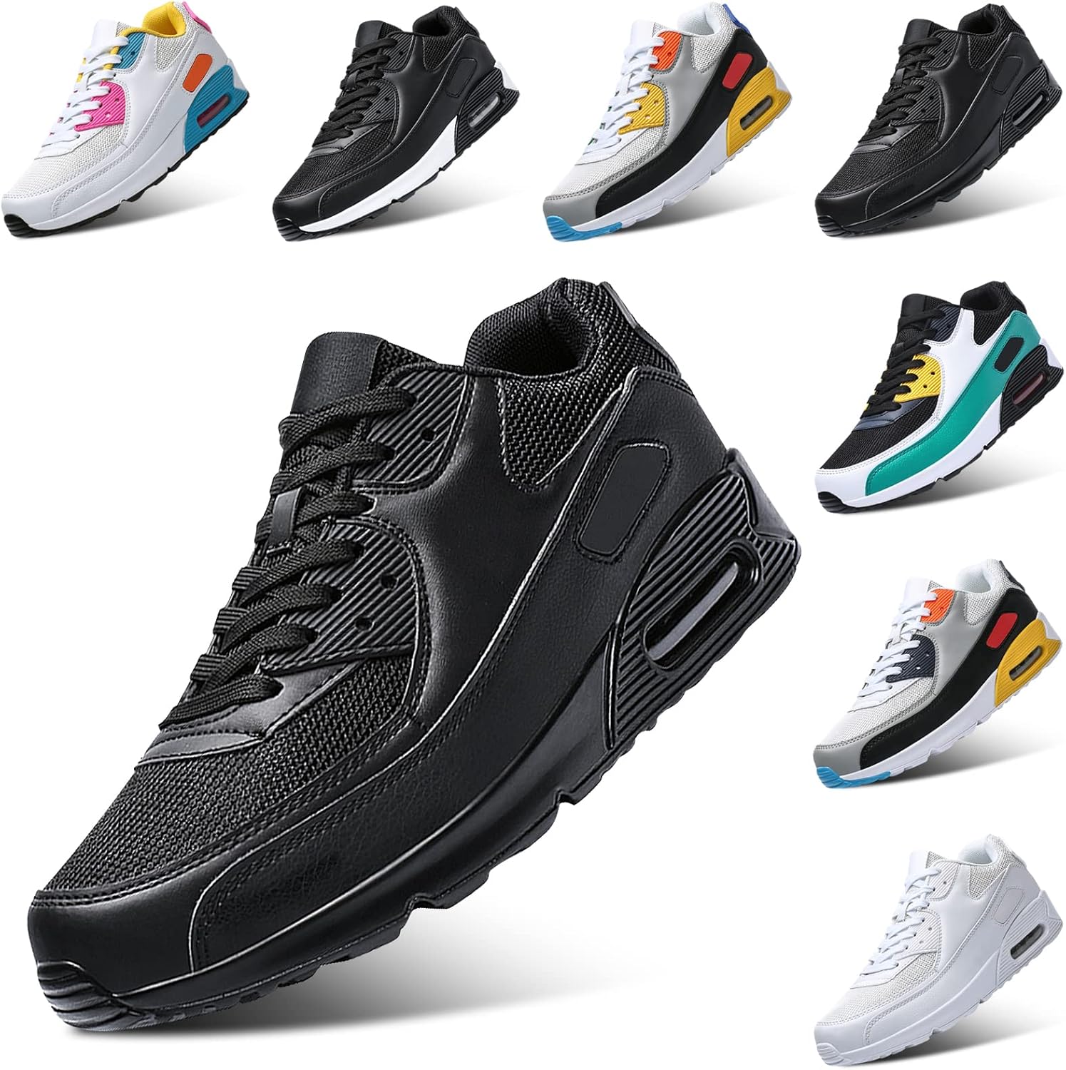 Padgene Men Women Running Shoes Sports Trainers Breathable Lightweight Sneakers Air Cushion Low Top Footwear Waking Fitness Lace up Shoes for Walking Gym Jogging Fitness Athl