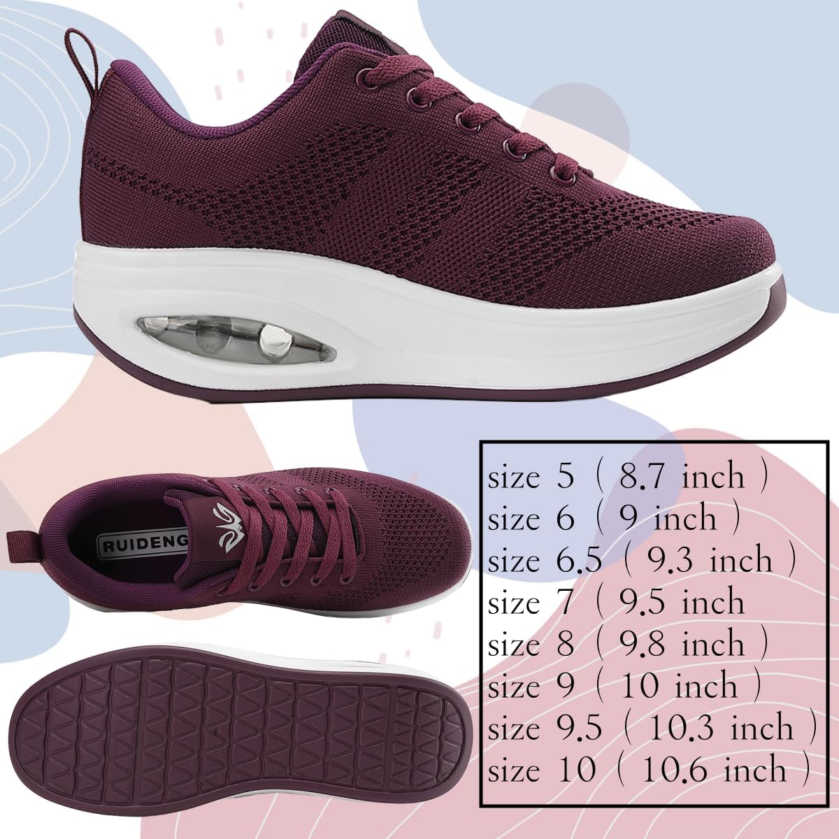 Walking Shoes for Women Air Cushion Nurse Shoes Slip Resistant Work Sock Sneakers Food Service Sneakers Platform Sneakers Comfortable Weight Light Shoes