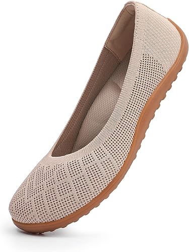 KBZone Women‘s Flat Shoes Round Toe Knit Ballet Flat Comfort Dressy Flat Walking Shoes