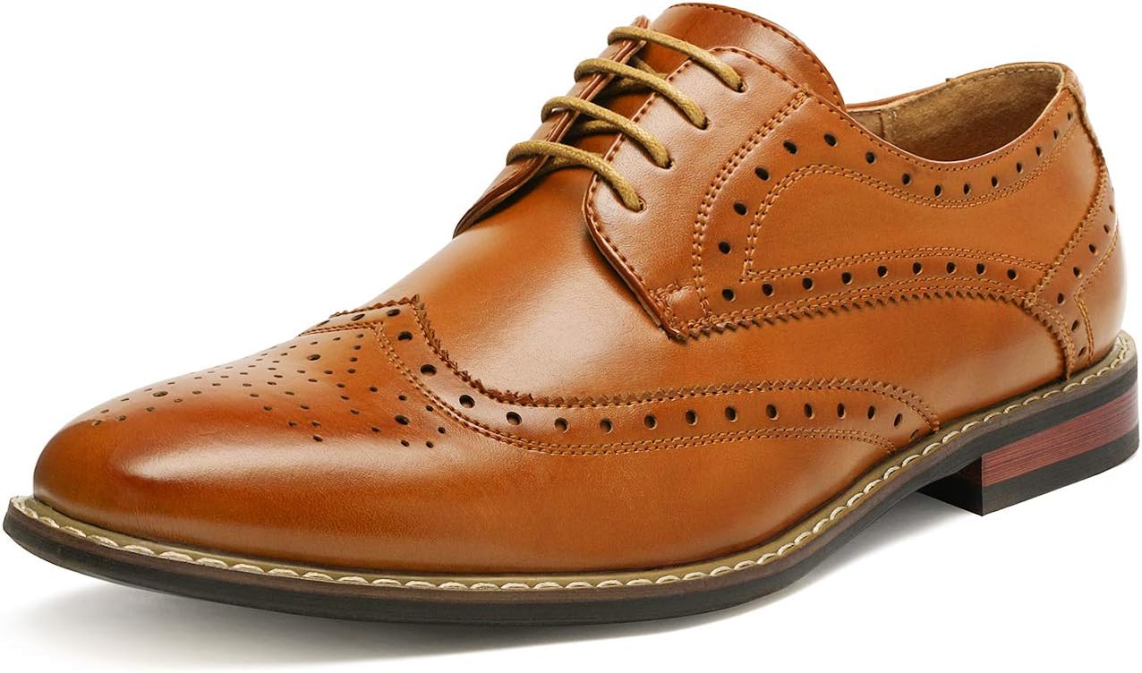 Bruno Moda Italy Men's Prince Classic Modern Formal Oxford Wingtip Lace Up Dress Shoes