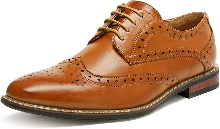 Bruno Moda Italy Men's Prince Classic Modern Formal Oxford Wingtip Lace Up Dress Shoes