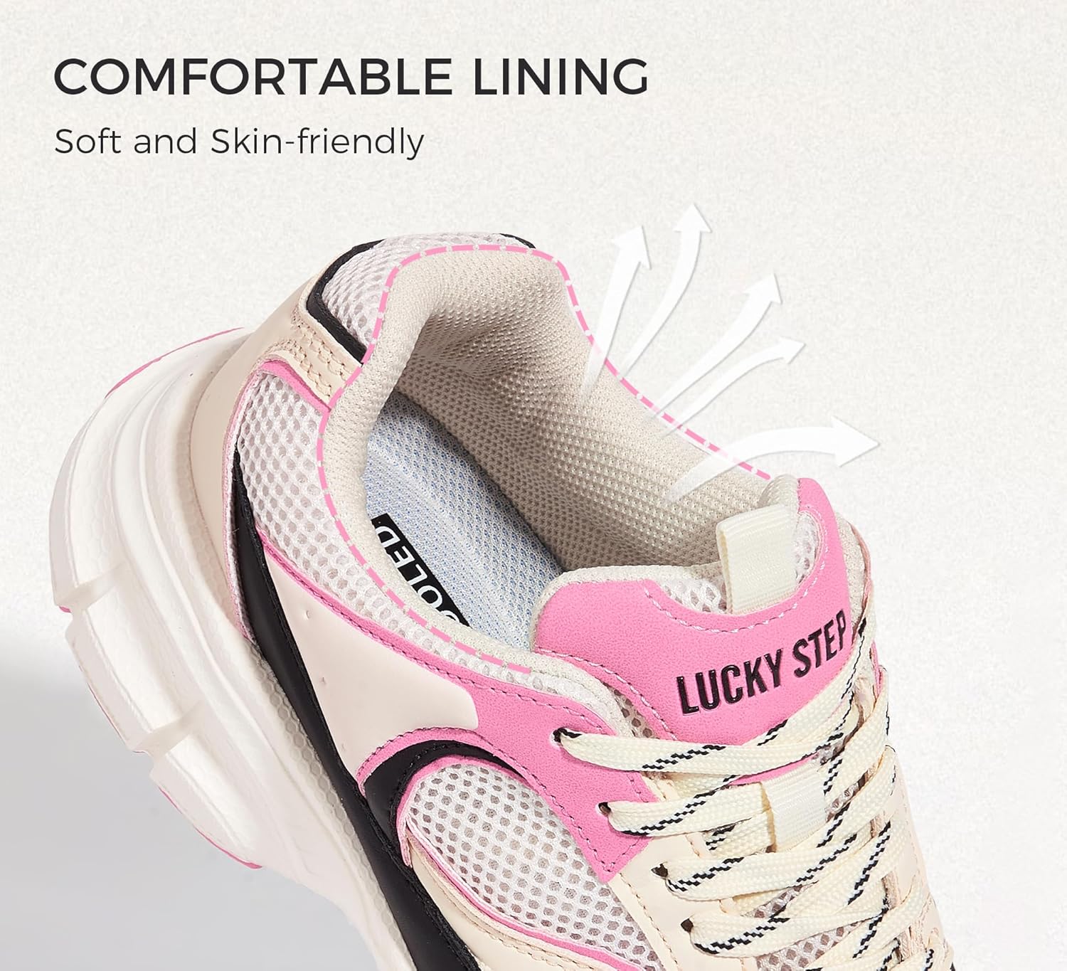 LUCKY STEP Women's Running Shoe Platform Chunky Walking Sneakers Breathable Mesh Comfy Lightweight Fashion Casual Tennis Dad Shoes