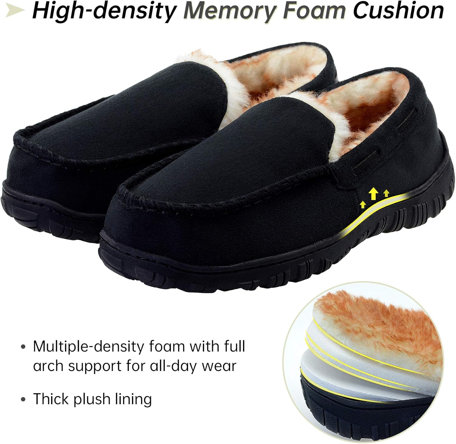 Vonair Mens Moccasin Slippers Indoor Outdoor Slip on Warm House Shoes Breathable Moccasins for Men