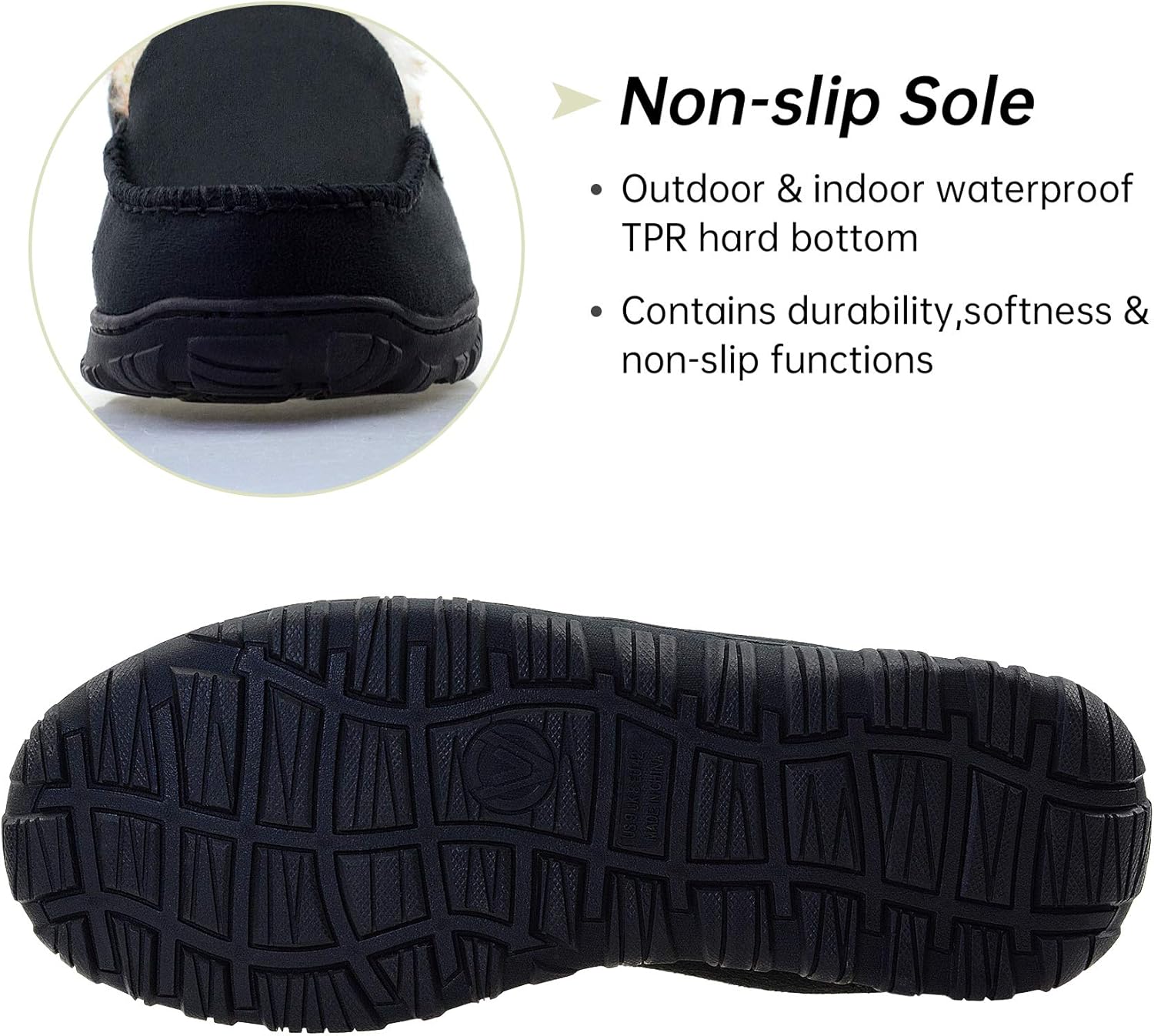 Vonair Mens Moccasin Slippers Indoor Outdoor Slip on Warm House Shoes Breathable Moccasins for Men